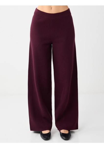 Bordo Rahat Kesim Bol Paça Normal Bel Triko Pantolon fırsatları