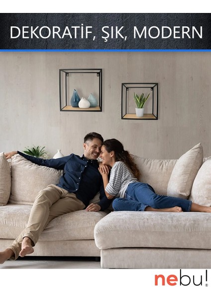 Iskandinav Dekoratif Küp Duvar Rafı 2'li