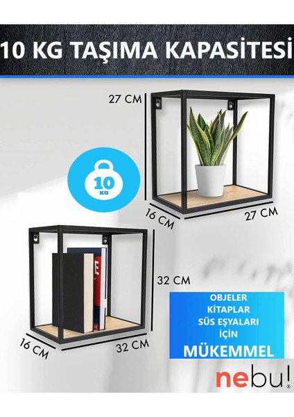 Iskandinav Dekoratif Küp Duvar Rafı 2'li