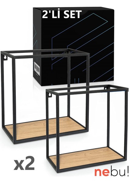 Iskandinav Dekoratif Küp Duvar Rafı 2'li