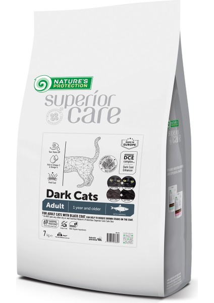 Nature's Protection Superior Care Siyah/gri Tüylü Kediler Için Ringa Balıklı Kedi Maması 7kg