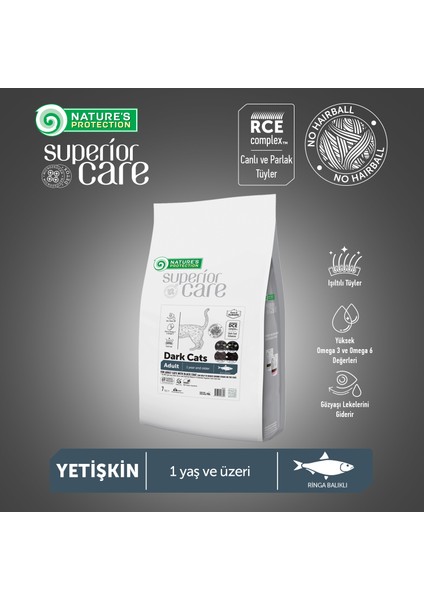 Nature's Protection Superior Care Siyah/gri Tüylü Kediler Için Ringa Balıklı Kedi Maması 7kg modelleri