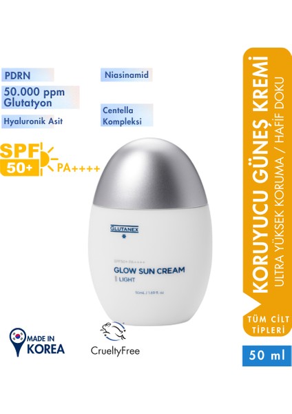 Güneş Kremi Spf 50+ Pa++++ 50000 Ppm Lipozomal Glutatyon Aydınlatıcı Canlandırıcı Leke Karşıtı 50 ml