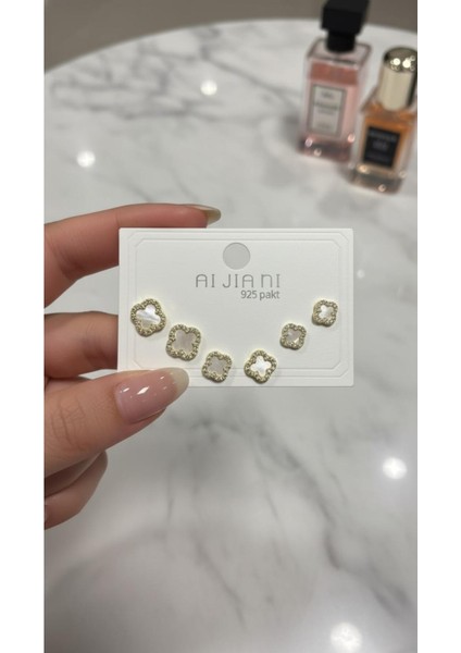 Kadın 3 Boy 6'lı Küpe Seti Gold Ync-Gld-Byz-Tslı-Kp-3lu-Set modelleri