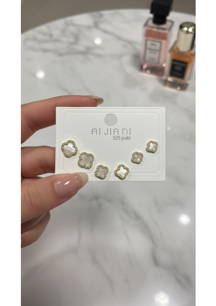 Kadın 3 Boy 6'lı Küpe Seti Gold Ync-Gld-Byz-Tslı-Kp-3lu-Set fırsatları