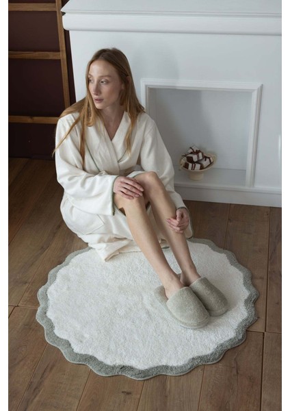 Scallop Yuvarlak Banyo Paspası Bambu 90X90 Yeşil