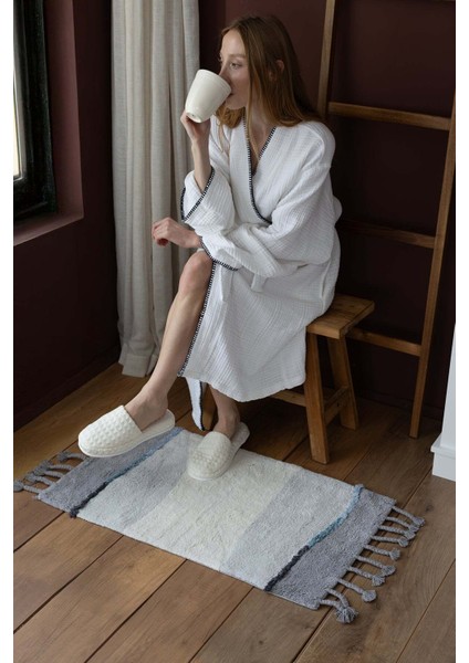 Marble Tekli Banyo Paspası %100 Pamuk 50X80 Gri