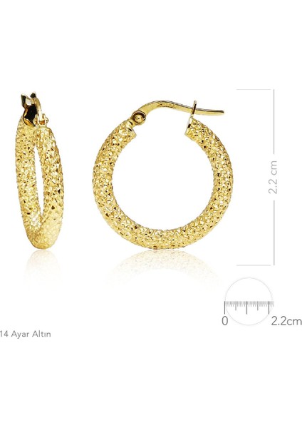 14 Ayar Altın Kalın Bombeli Lazerli Halka Küpe 2.2 Cm indirimleri