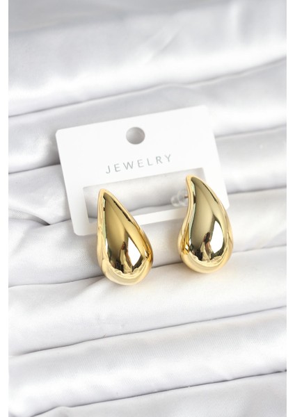 Gold Renk Damla Küpe 30 mm