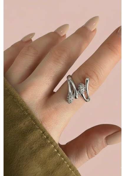 Gümüş Damla Zirkon Taşlı Ayarlanabilir Kadın Yüzük Ayrlnblr-Yzk-01-Gms fiyatları