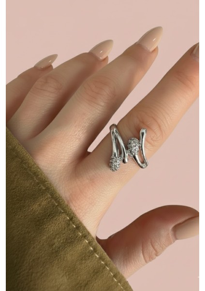 Gümüş Damla Zirkon Taşlı Ayarlanabilir Kadın Yüzük Ayrlnblr-Yzk-01-Gms indirimleri