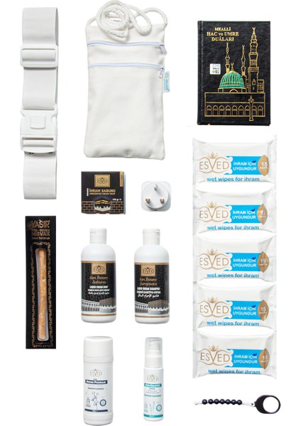 Hac Umre 12 Parça Ihrama Uygun Kokusuz Hijyen ve Ihtiyaç Seti