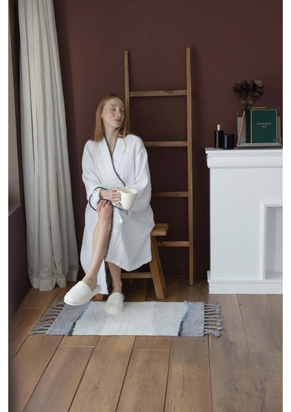 Marble Tekli Banyo Paspası %100 Pamuk 60X100 Gri