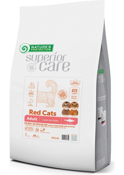 Nature's Protection Superior Care Kızıl/kahverengi Tüylü Kediler Için Tahılsız Ringa Balıklı Kedi Maması 7kg