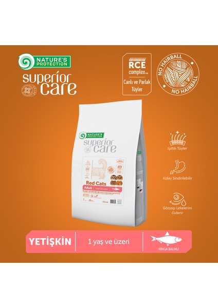 Nature's Protection Superior Care Kızıl/kahverengi Tüylü Kediler Için Tahılsız Ringa Balıklı Kedi Maması 7kg modelleri