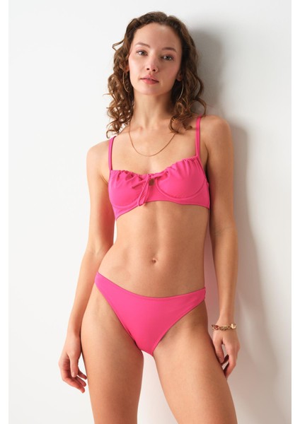Gia Balenli Balkonet Bikini Tek Üst Pembe 239102