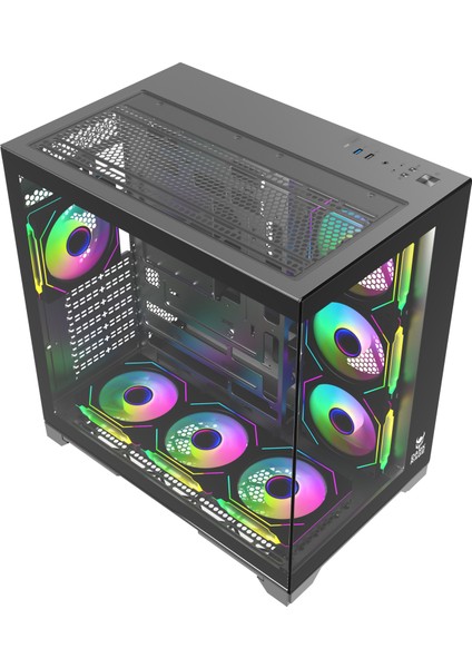 Rgb 7 Fanlı 7X120MM Kumanda + Tuş Rgb Kontrollü Gaming Akvaryum Kasa