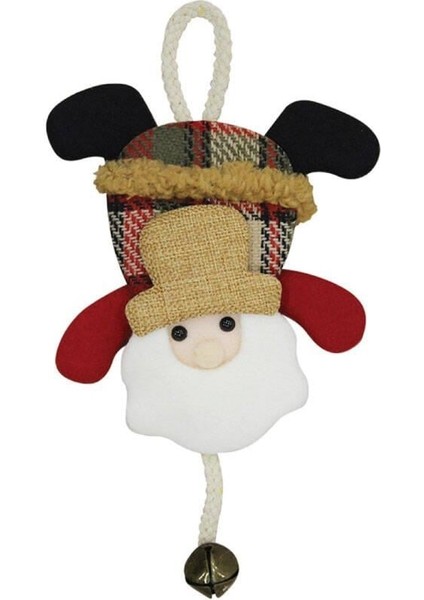 20 cm Ekoseli Çanlı Noel Baba Kapı Süsü – Zilli Yılbaşı Dekor Modeli modelleri