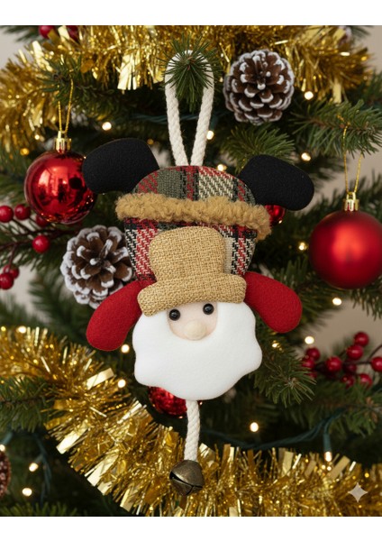20 cm Ekoseli Çanlı Noel Baba Kapı Süsü – Zilli Yılbaşı Dekor Modeli fırsatları