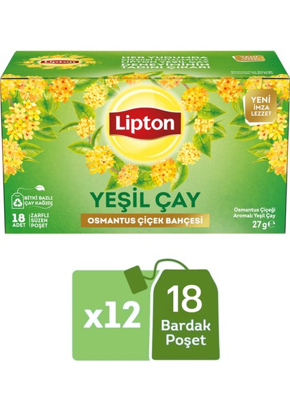 Osmantus Çiçek Bahçesi Aromalı Yeşil Çay 18LI x 12 Adet