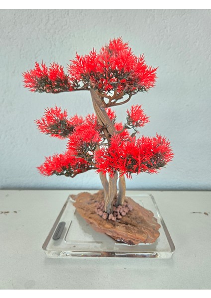 El Yapımı Kare Epoksi Tabanlı Bonsai Dekor – Doğal Ağaç Modeli (Yeşil/kırmızı/turuncu) fiyatları