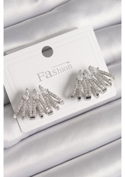 Pirinç Gümüş Renk Zirkon Taşlı Deniz Kabuğu Model Kadın Küpe - TJ-BKP9797 fiyatları