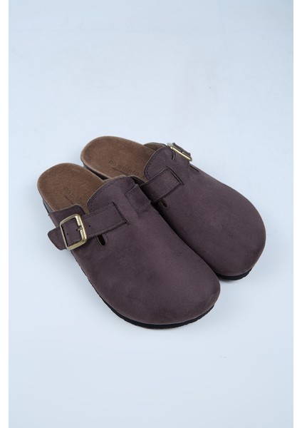 Leon Erkek Vegan Deri Tokalı Kahverengi Sabo Terlik indirimleri