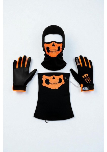 Motosiklet Eldiveni + Balaklava Maske + Boyunluk 3’lü Set Kışlık Termal Kaymaz Tutucu Unisex modelleri