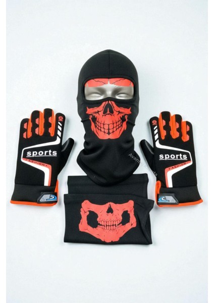 Motosiklet Eldiveni + Balaklava Maske + Boyunluk 3’lü Set Kışlık Termal Kaymaz Tutucu Unisex indirimleri