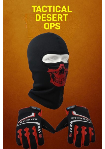Tactical skull 2’li kışlık motosiklet eldiveni L-XL ve balaklava maske seti – rüzgar geçirmez