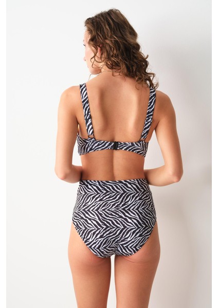 Bardot Yüksek Bel Bikini Tek Alt Zebra 239205-D