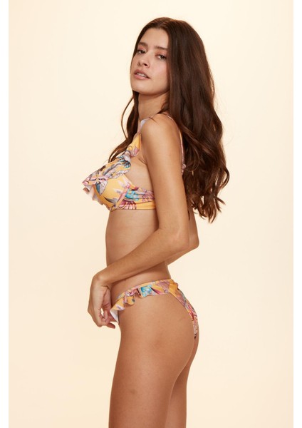 Linda Fırfırlı Bikini Tek Alt Yaprak Desenli 229201 fırsatları