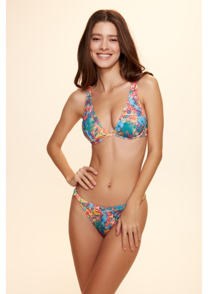 No Gossıp Unıqe Ayarlı Ince Kenarlı Bikini Tek Alt Gökkuşağı 229208-D