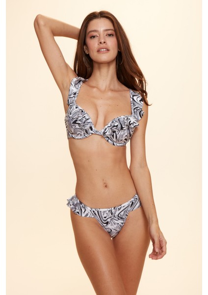 Linda Fırfırlı Bikini Tek Alt Ebruli Desenli 229201 modelleri