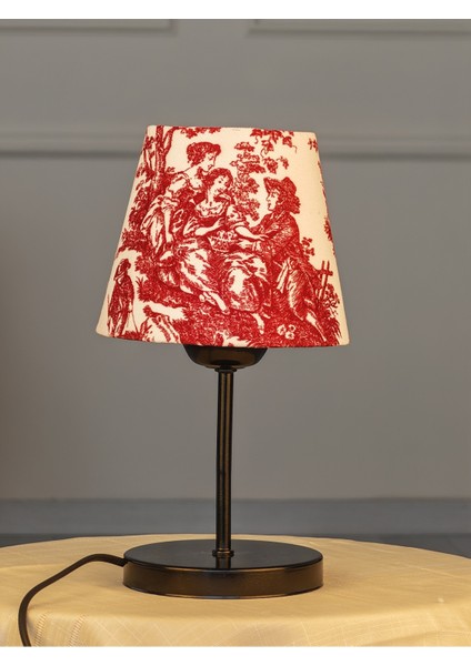 Vintage Siyah Ayak Toile De Jouy Masa Lambası Lambader Kablolu Arapuarlı