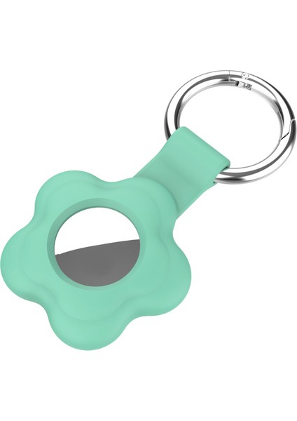 Çiçek Desenli Renkli Airtag Silikon Anahtarlık Kılıfı Kopçaklı