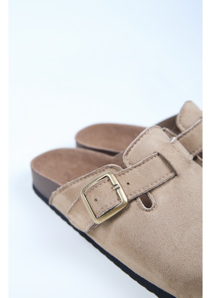 Leon Erkek Vegan Deri Tokalı Vizon Sabo Terlik fırsatları