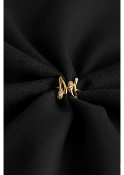 Gold Damla Zirkon Taşlı Ayarlanabilir Kadın Yüzük Ayrlnblr-Yzk-01-Gld modelleri