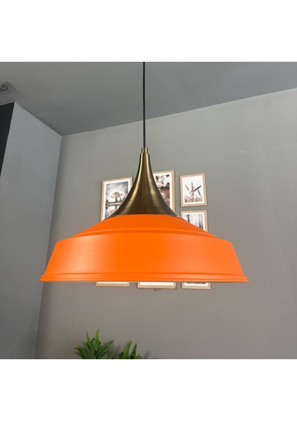 Asaletli Tekli Turuncu Avize Eskitme Kubbe Başlık Retro Sarkıt Lamba Dükkan Cafe Salon Avizeleri modelleri