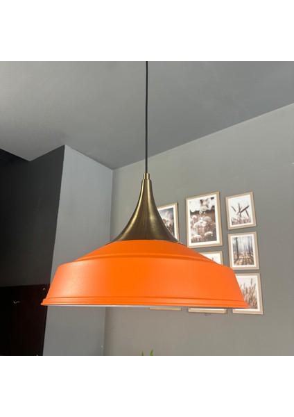 Asaletli Tekli Turuncu Avize Eskitme Kubbe Başlık Retro Sarkıt Lamba Dükkan Cafe Salon Avizeleri fırsatları