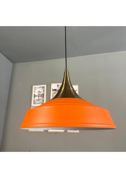 Asaletli Tekli Turuncu Avize Eskitme Kubbe Başlık Retro Sarkıt Lamba Dükkan Cafe Salon Avizeleri indirimleri