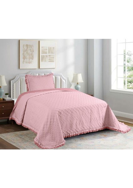 Sara Tek-Çift Kişilik Kapitone Yatak Örtüsü | Fırfırlı Volan Detaylı Dört Mevsimlik Set (5 Renk)