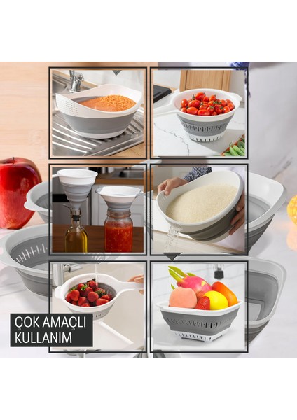 Silikon Katlanır Süzgeç 6’lı Set Mutfak Süzgeci – Meyve Sebze Yıkama, Makarnalık, Huni indirimleri