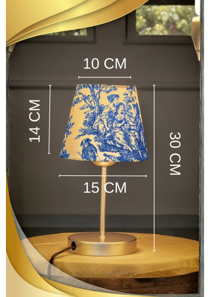 Vintage Gri Ayak Toile De Jouy Masa Lambası Lambader Kablolu Arapuarlı