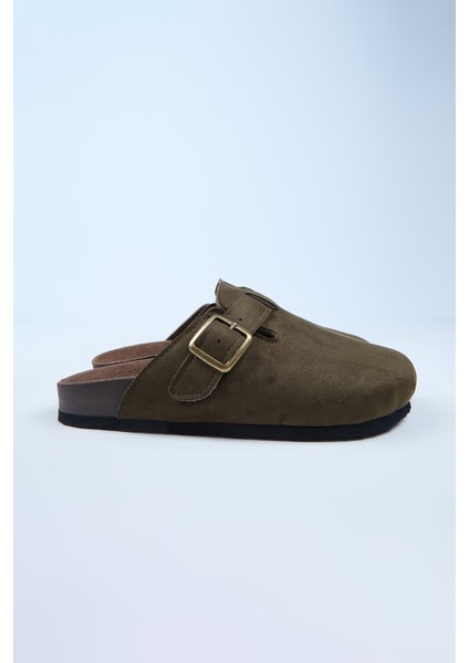 Leon Erkek Vegan Deri Tokalı Haki Sabo Terlik fiyatları