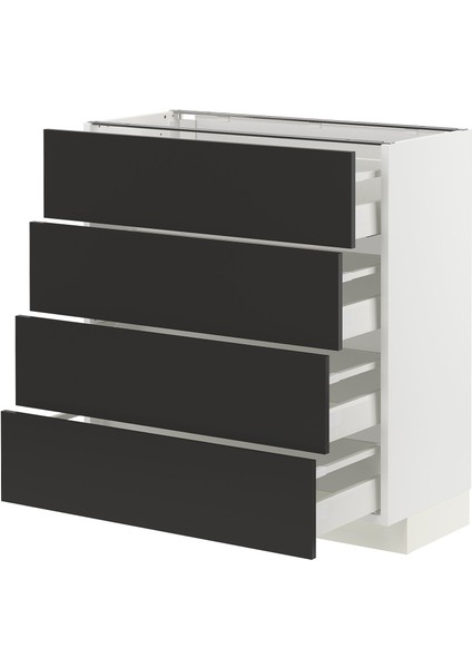 Çekmeceli Alt Dolap, Nıckebo Mat Antrasit, 80X37 Cm, 4 Çekmeceli ve 4 Ön Panelli