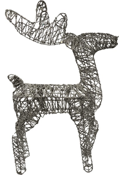 60 cm Pilli Işıklı Tel Geyik Gümüş Yılbaşı Dekoru – LED Aydınlatmalı Masa ve Vitrin Süsü fırsatları