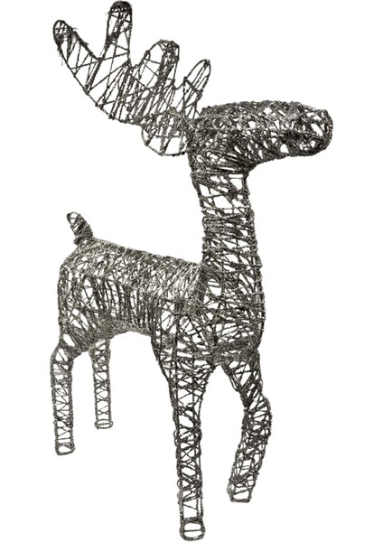 60 cm Pilli Işıklı Tel Geyik Gümüş Yılbaşı Dekoru – LED Aydınlatmalı Masa ve Vitrin Süsü indirimleri