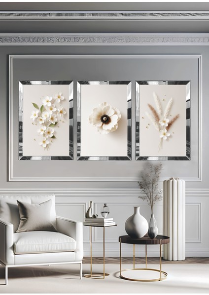 Pleksi Çerçeveli Botanik Pastel Tablo 3lü
