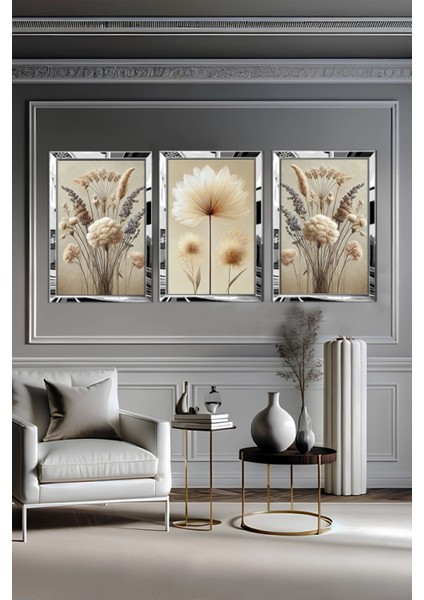 Pleksi Çerçeveli Pastel Pamuk Tablo 3lü